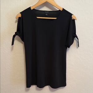 Black Women's Top with Tie Sleeves